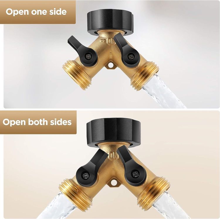 No. 7 - IPOW Solid Brass Y Valve Garden Hose Connector Splitter - 4