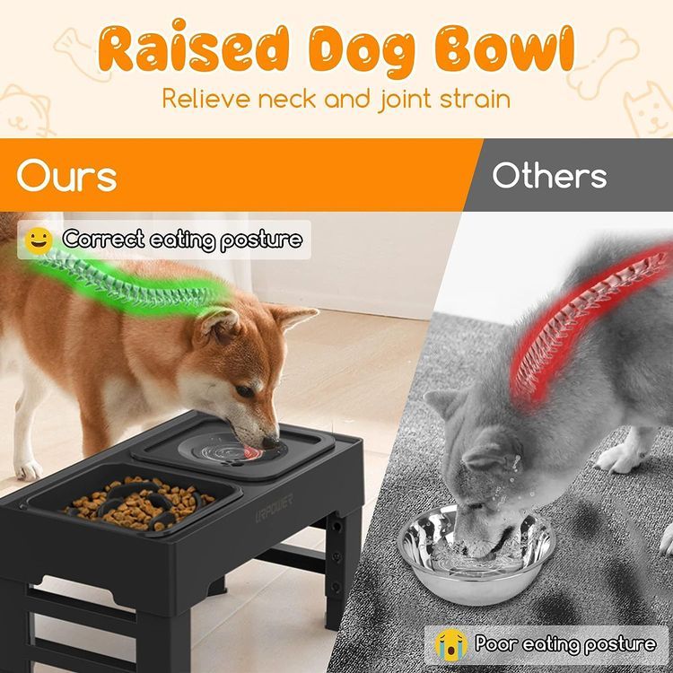 No. 9 - URPOWER 2-in-1 Elevated Slow Feeder Dog Bowls - 3