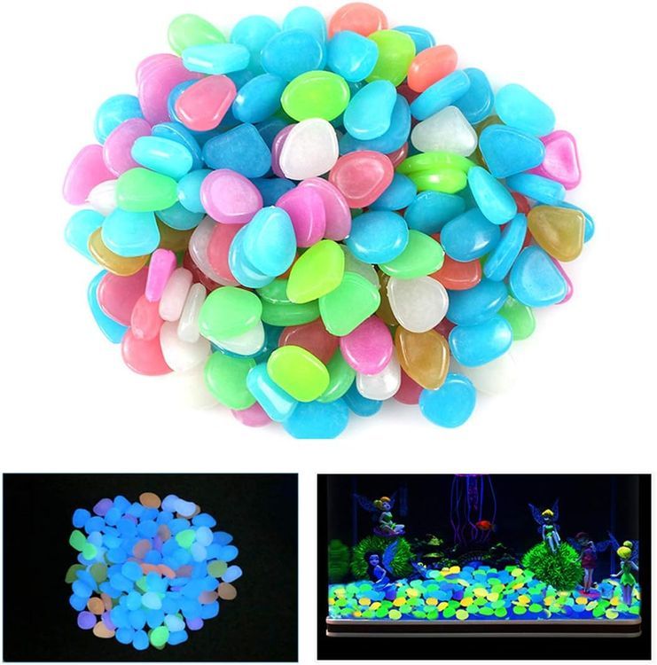 No. 3 - QIAONIUNIU 100 Pcs New Colorful Glow in The Dark Pebbles Stones Rocks - 1