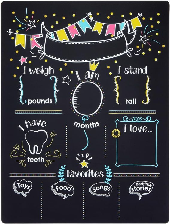 No. 1 - Blue Panda Baby Milestone Chalkboard - 1