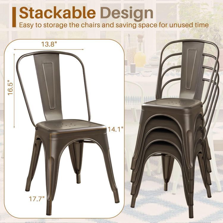 No. 4 - Furmax Metal Dining Chairs - 3