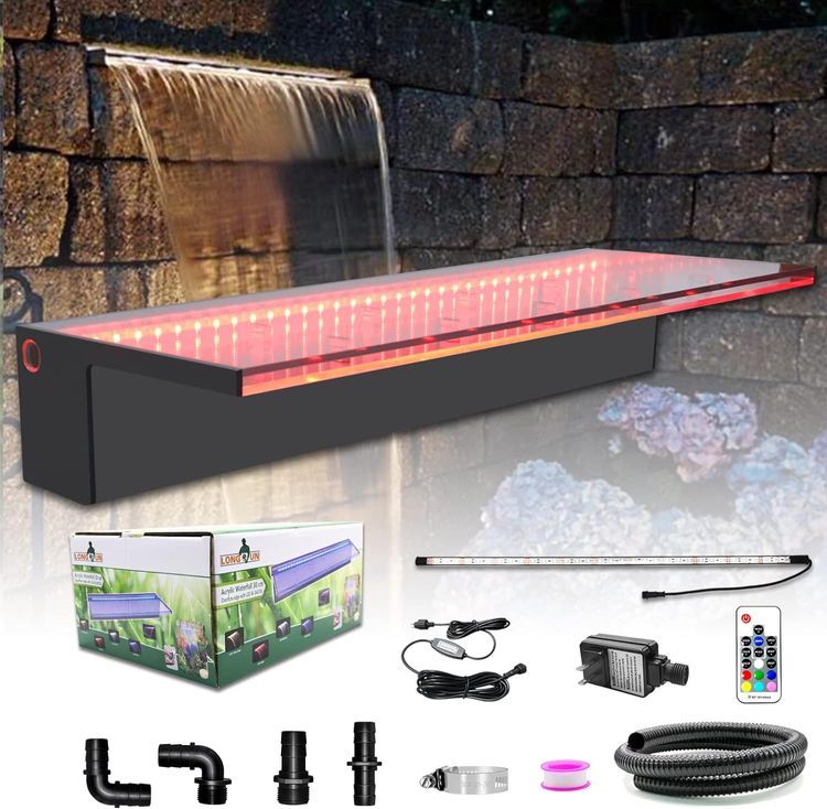 No. 1 - LONGRUN Waterfall Spillway Multi-Color LED Light Outdoor Pool Fountain - 1