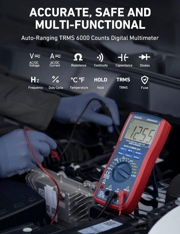 No. 9 - AstroAI Digital Multimeter and Analyzer TRMS 6000 Counts Volt Meter Ohmmeter Auto-Ranging Tester - 2