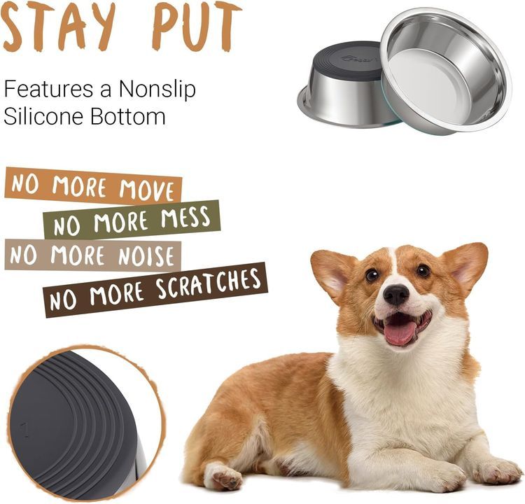 No. 6 - Anti-Slip Stainless Steel Dog Bowls - 3