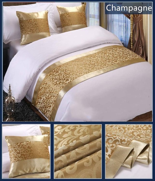 No. 5 - Twelve Champagne King Bed Scarf Runner - 3
