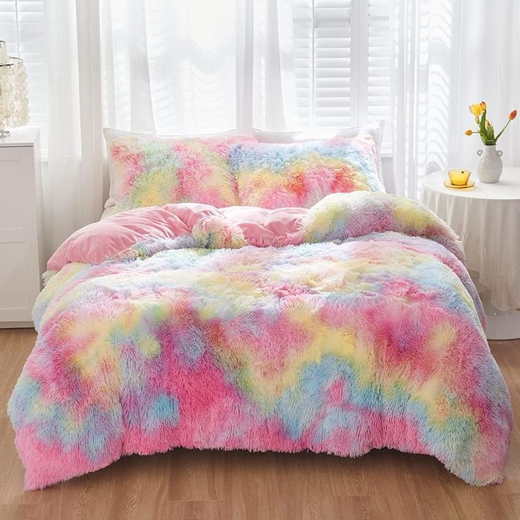 No. 5 - SUCSES Pink Plush Shaggy Duvet Cover - 1