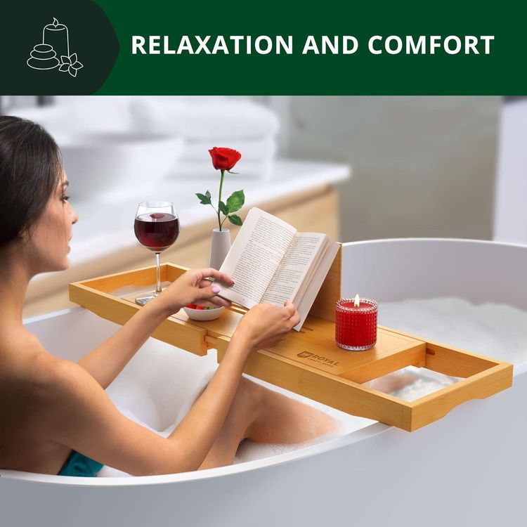 No. 8 - ROYAL CRAFT WOOD Luxury Bathtub Tray Caddy - 4