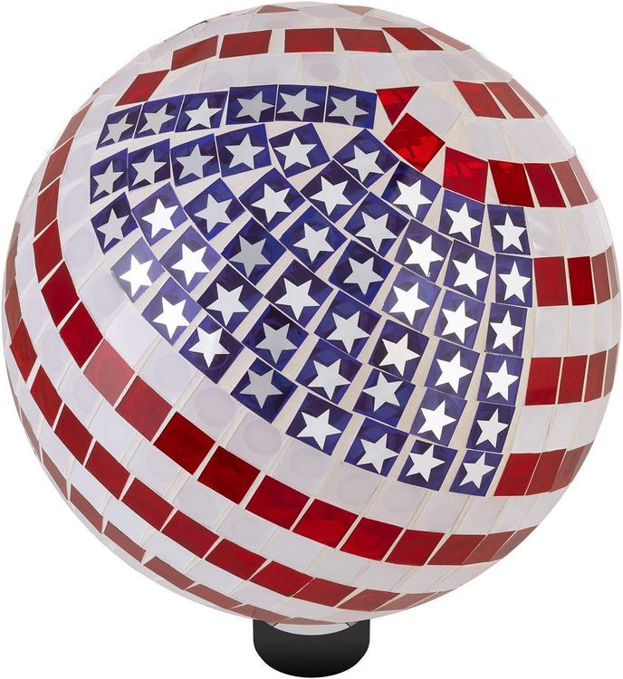 No. 2 - Alpine Corporation 12" Tall Indoor/Outdoor Mosaic American Flag Gazing Globe Yard Art Decor - 5