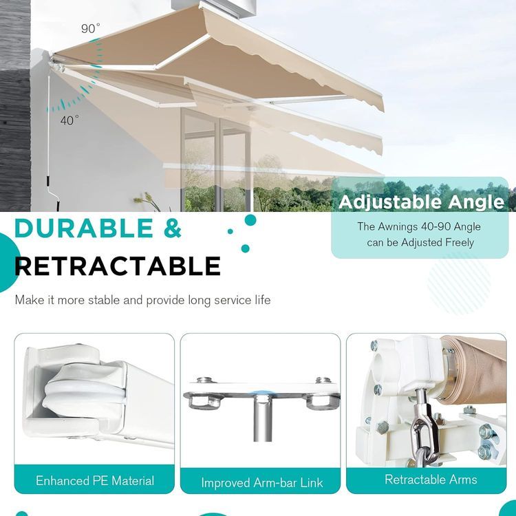 No. 8 - AECOJOY 10'×8' Manual Retractable Awning - 4