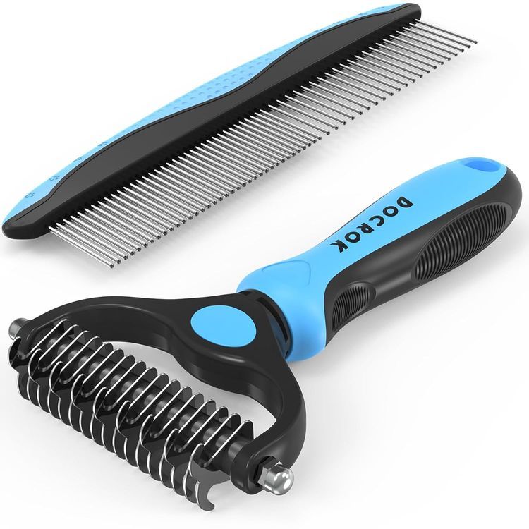 No. 10 - Docrok Dog Grooming Brush and Metal Comb - 1