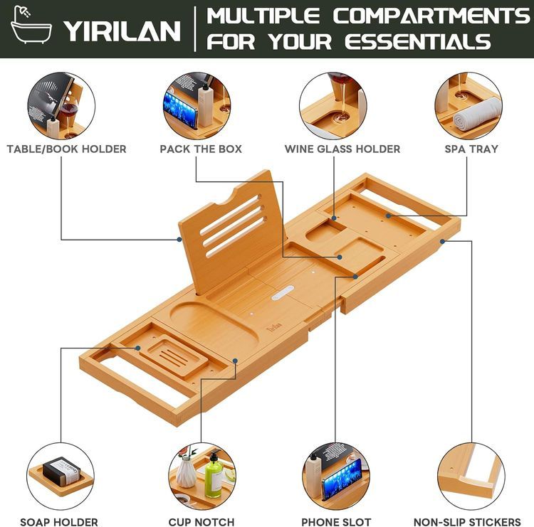 No. 1 - Yirilan Premium Bathtub Tray Caddy - 3