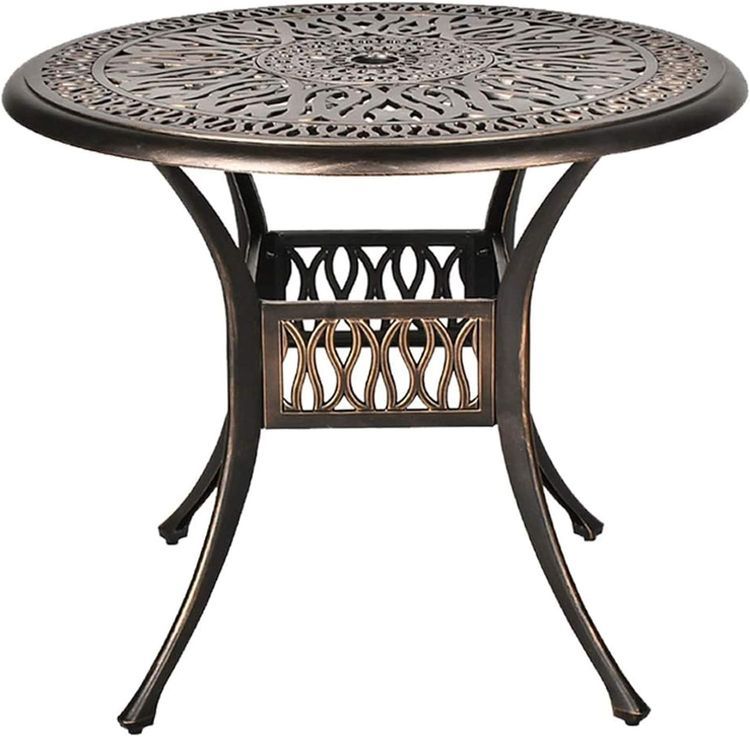 No. 10 - Grepatio 35.4" Round Cast Aluminum Dining Table - 2