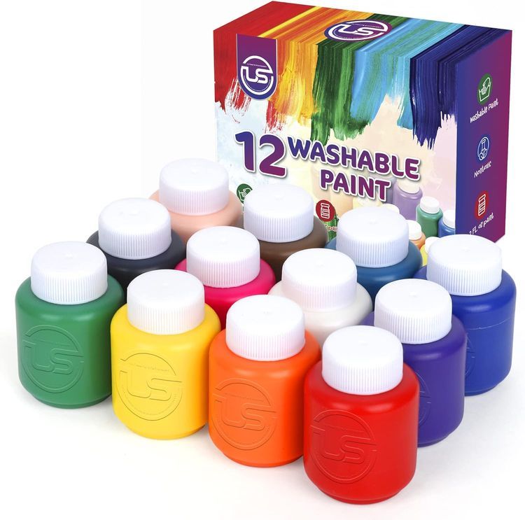 No. 4 - EXTRIC Washable Paint for Kids – 12 Count Finger Paint - 1