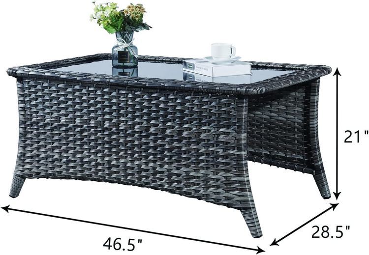 No. 6 - Rilyson Patio Tables Wicker Coffee Table - 2