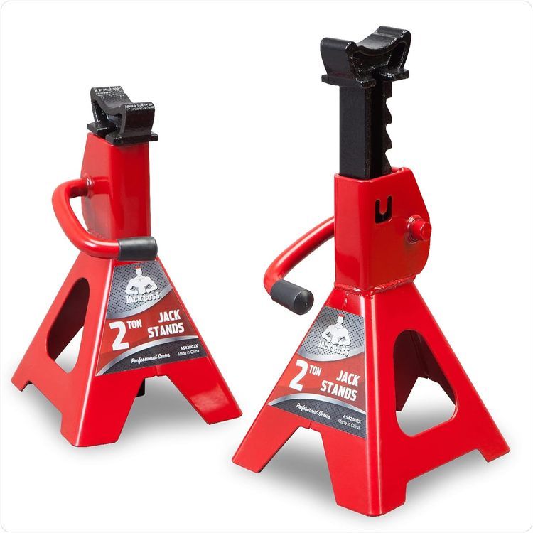 No. 8 - Jack Boss Jack Stands 2 Ton (4,400 LBs) Low Profile Lifting Car Stand, Fit Use for Cars Automotive Sedans, Red, 2 Pack - 1