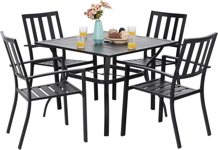 No. 10 - PHI VILLA 5-Piece Metal Patio Outdoor Table and Chairs Dining Set - 1