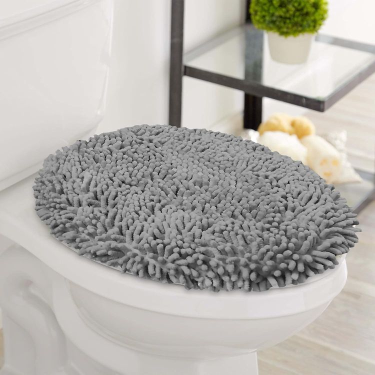 No. 3 - LuxUrux Soft Chenille Bathroom Toilet Lid Cover - 3