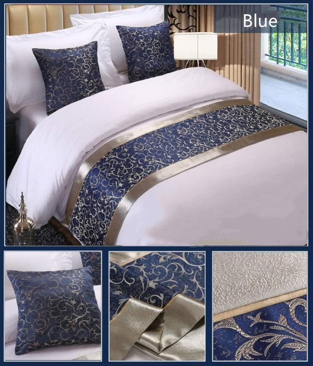 No. 7 - Twelve Queen Blue Bed Runner Bed Scarves - 3