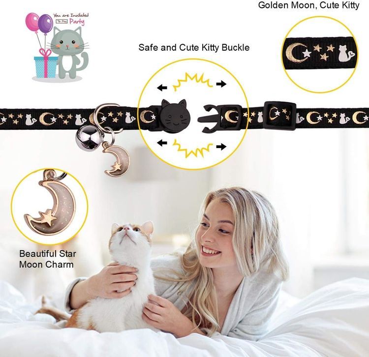 No. 5 - Breakaway Cat Collars with Bell Moons Stars - 4