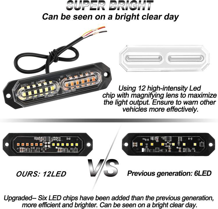 No. 4 - ASPL 8Pcs 12LED Strobe Lights - 2