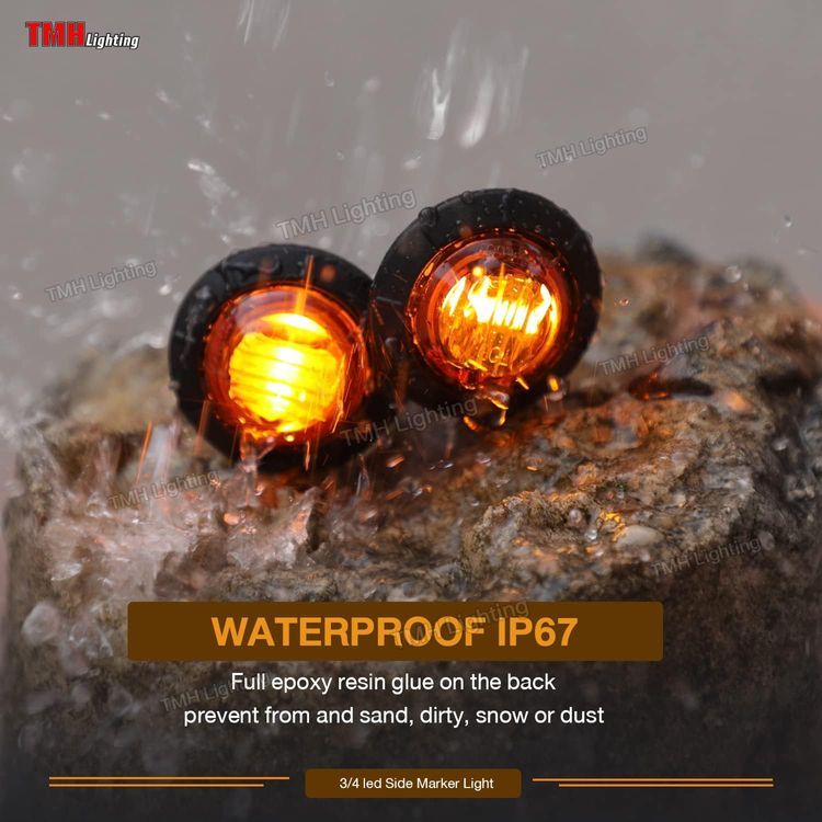 No. 8 - TMH 50 pcs 3/4 Inch Amber 3 LED Mini Round Miniature Side Marker Lights - 5