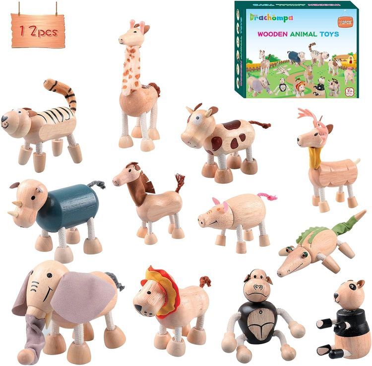 No. 7 - 12PCS Bendable Wooden Animal Toys - 1