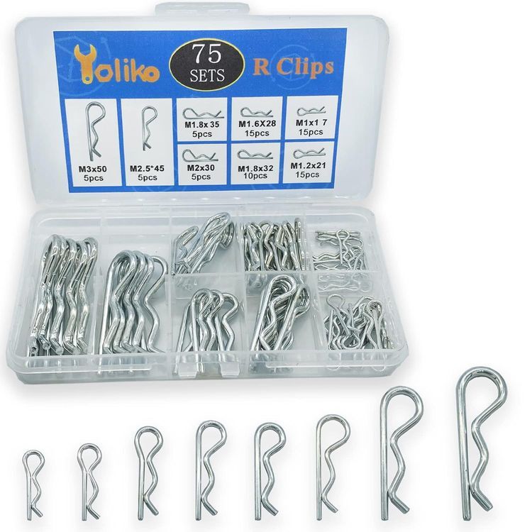 No. 7 - Yoliko 75 Pcs Hitch Pin Clip R Clips Retaining Pins - 1