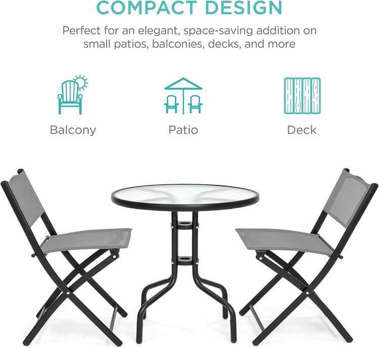 No. 2 - Best Choice Products 3-Piece Patio Bistro Dining Furniture Set - 2