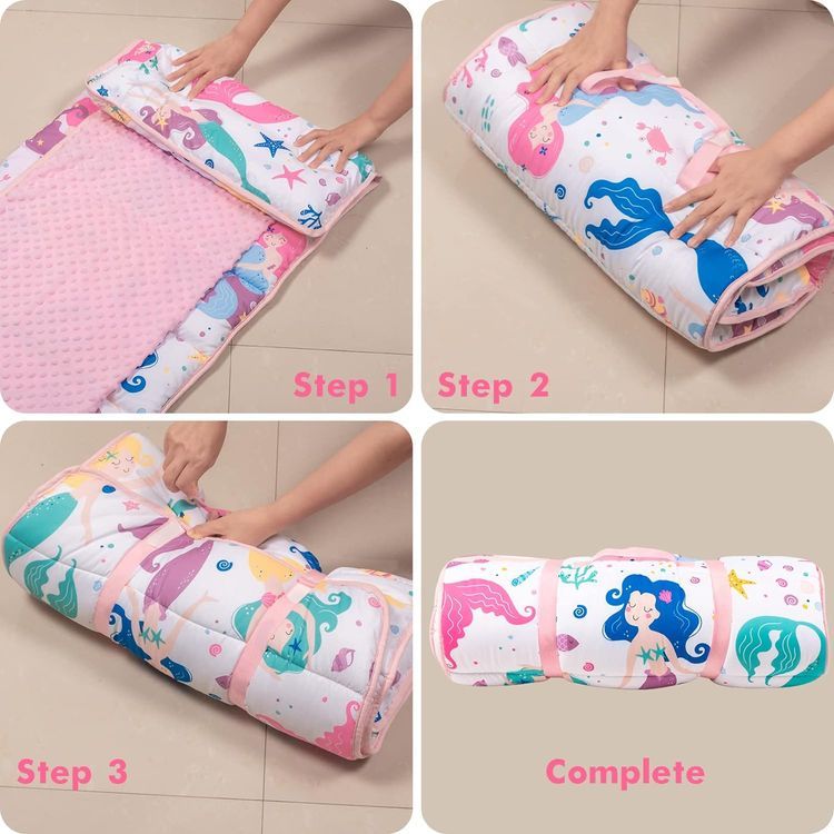 No. 3 - Nap Mat- Toddler Nap Mat with Pillow & Fleece Blanket - 5