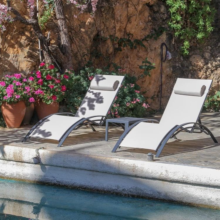 No. 6 - PURPLE LEAF Patio Chaise Lounge Set - 3