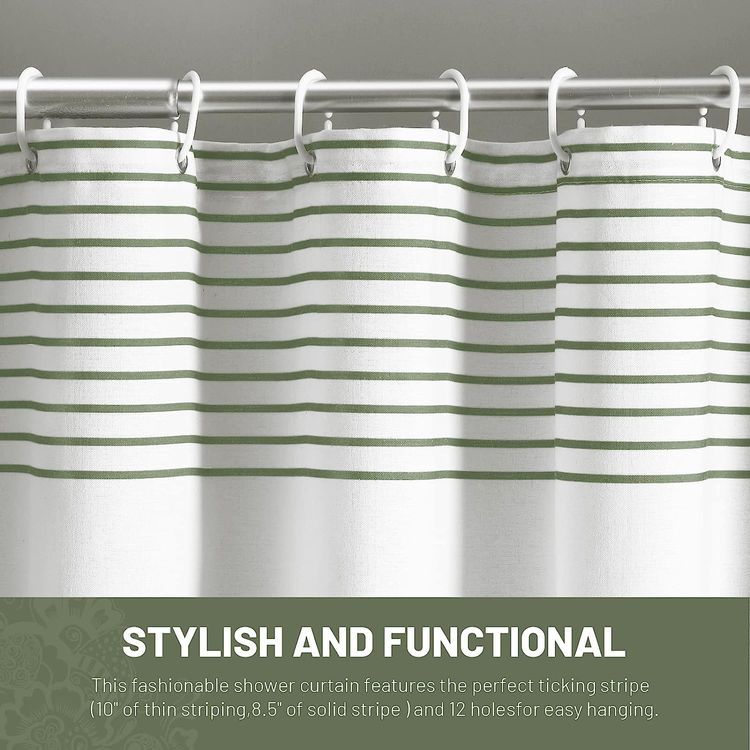 No. 7 - Awellife Boho Sage Green Shower Curtain - 4