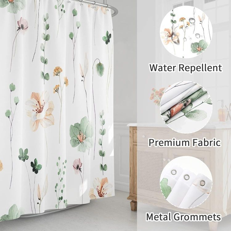 No. 9 - Gibelle Watercolor Floral Shower Curtain - 3