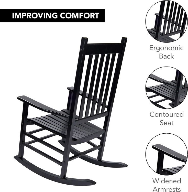 No. 2 - Shine Company 4332BK Vermont Porch Rocker - 3