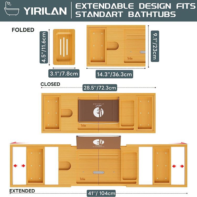 No. 5 - Yirilan Luxury Bathtub Tray Caddy - 3