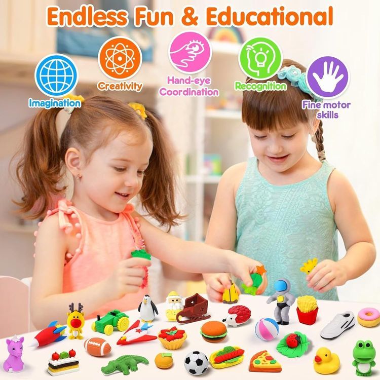 No. 6 - Palmatte 140PCS Mini Animal Erasers for Kids Bulk - 4