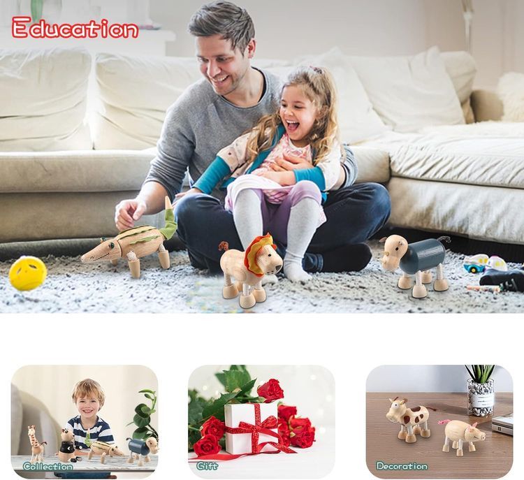 No. 7 - 12PCS Bendable Wooden Animal Toys - 5