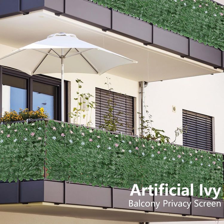 No. 8 - OUSHENG Artificial Ivy Fence Privacy Screen Cover with Flowers - 4