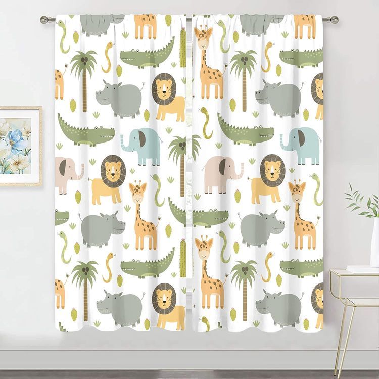 No. 6 - MESHELLY Nursery Safari Animals Curtains - 2