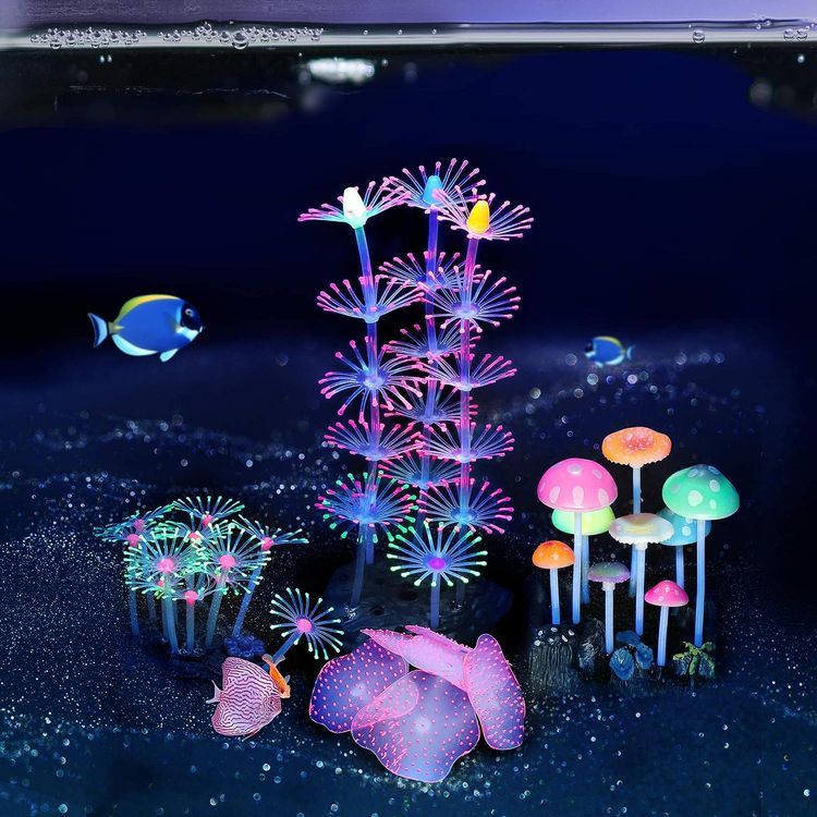 No. 7 - Lpraer 4 Pack Glow Aquarium Decorations Coral Reef - 2