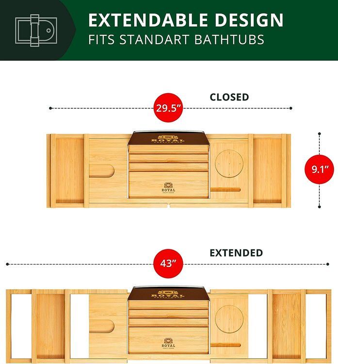 No. 2 - Royal Craft Wood Bathtub Tray - 5