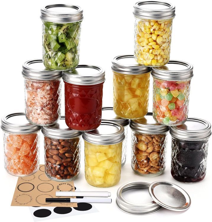 No. 10 - 12 Pack Mason Jars 8 oz with Airtight Lids - 1