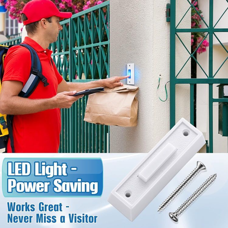 No. 6 - LED Lighted Doorbell Button Wired - 2