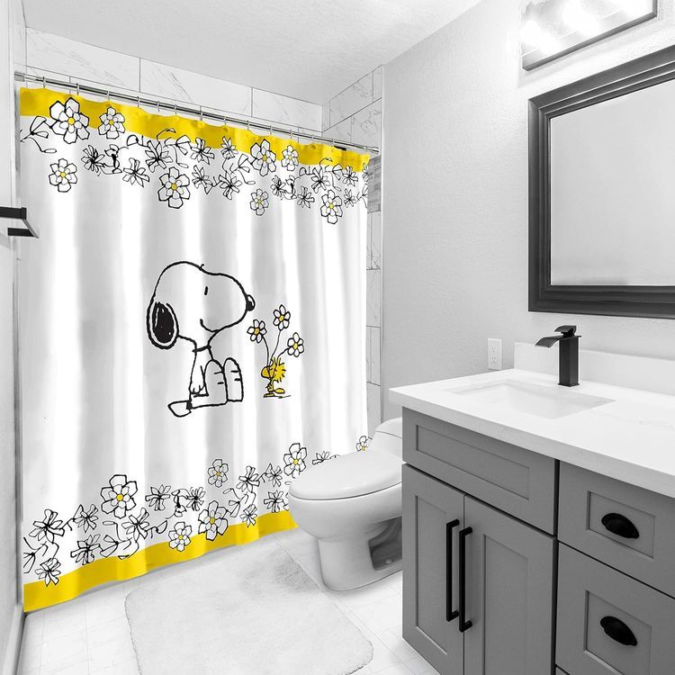 No. 9 - Jay Franco Peanuts Best Friend Flowers Shower Curtain - 2