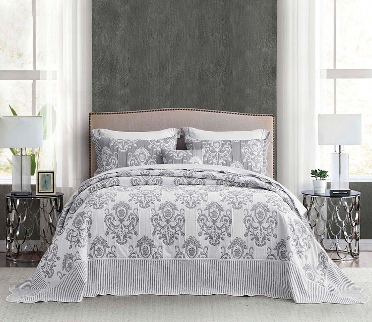 No. 6 - HZ&HY Oversized King Bedspread Grey - 3