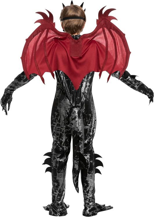 No. 4 - Black and Red Dragon Costume for Kids - 4