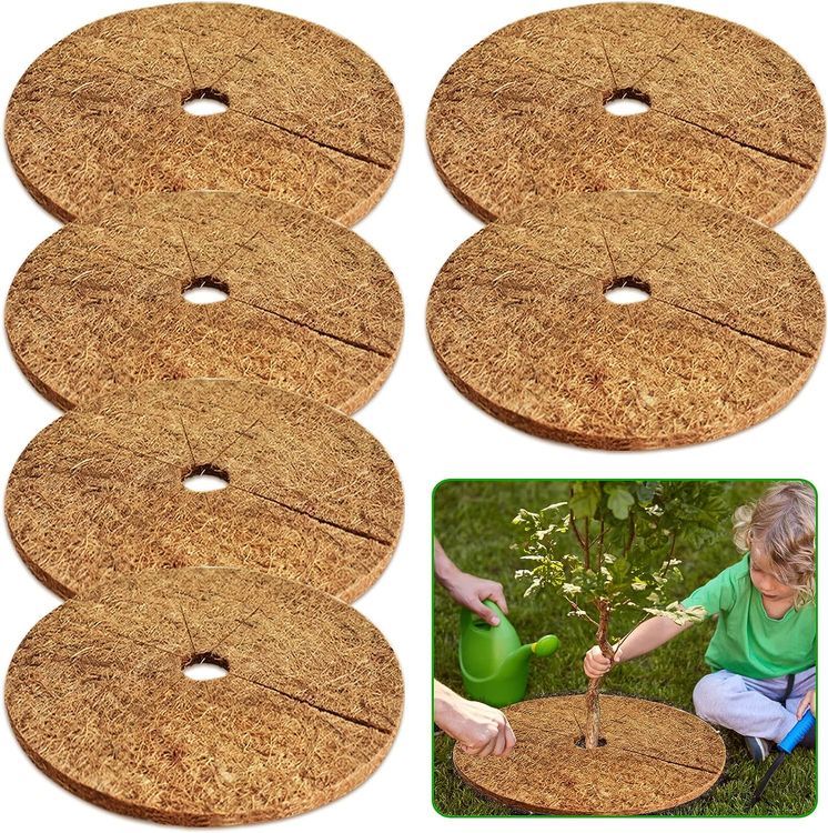 No. 3 - ZeeDix 6 Pcs Coconut Fibers Mulch Ring Tree Protector Mat - 1