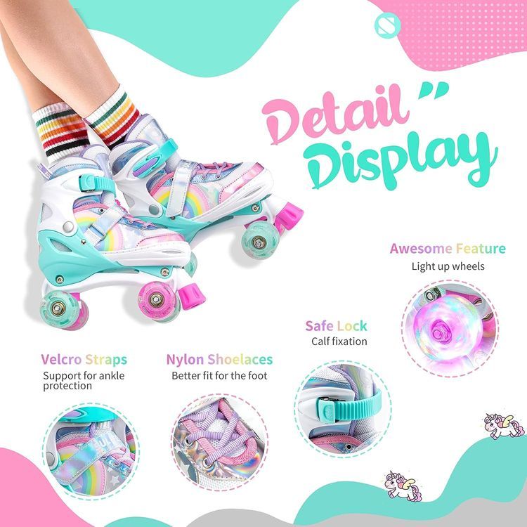 No. 1 - SULIFEEL Rainbow Unicorn Roller Skates - 3