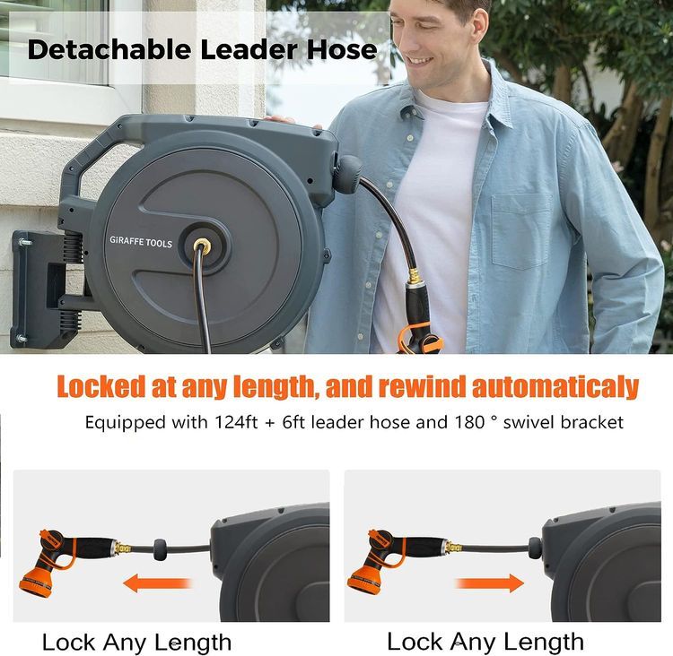 No. 3 - Giraffe Tools Retractable Garden Hose Reel - 3