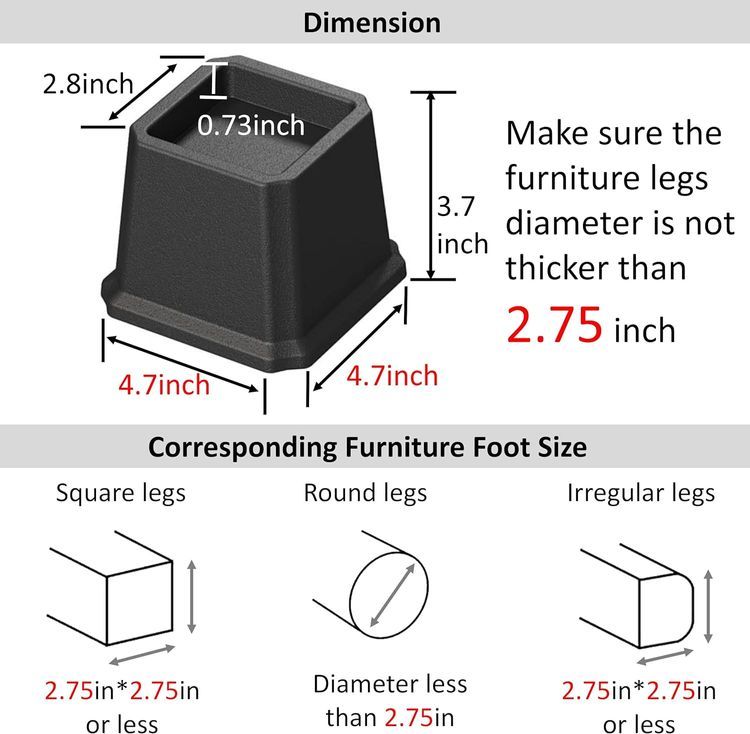 No. 5 - Whynonap Bed Risers 3 Inch Heavy Duty Bed Elevators - 5