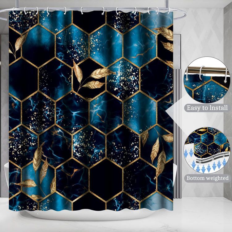 No. 4 - Poedist 4 Pcs Bathroom Shower Curtain Set - 3